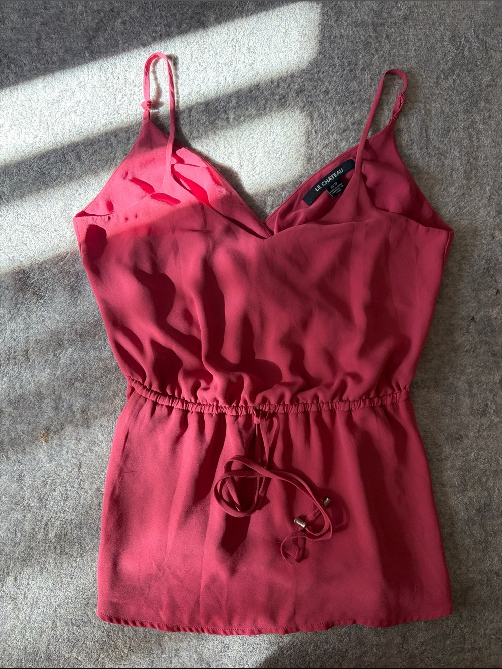 le chateau Rose-Pink Spaghetti Strap Camisole with Drawstring Waist